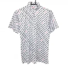 【超美品】ロッキー＆ホッパー 半袖ハイネックシャツ 白×黒 英字総柄 ハーフジップ レディース L ゴルフウェア ROCKY＆HOPPERのサムネイル