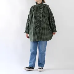 ダリア dahl'ia チェック フリル ブラウス グリーン DBL-286CH レディース F【FJ0609】のサムネイル