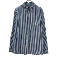 CHAPS 長袖 ストライプシャツ XL ブルー ホワイト チャップス ボタン ボタンダウン 胸ポケット ストライプ柄 春物 a806-5669のサムネイル