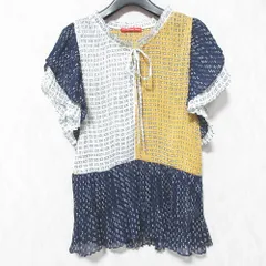 美品 VIVIENNE TAM ヴィヴィアンタム 総柄 プリーツ 半袖 プルオーバー パネルブラウス 40 マルチカラー レディース 古着 中古 USEDのサムネイル
