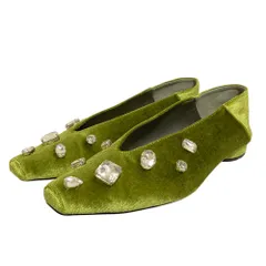 美品 AMERI VINTAGE アメリ ヴィンテージ UND BIJOU FLAT PUMPS フラットシューズ 02321290750 サイズM 23.5-24cm程度 グリーン レディース 古着 中古 USEDのサムネイル