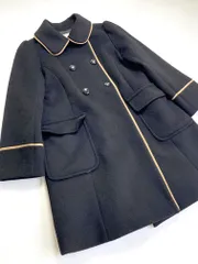 Couture brooch クチュールブローチ ウール ラウンドカラー パイピング コート size38/黒 ◆■レディースのサムネイル