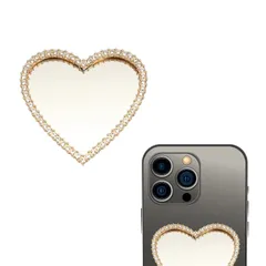 【即日発送】スマートフォン バンカーリング 携帯りんぐホルダー かわいい アイフォン 携帯 お化粧直し リング 鏡として使える 落下防止 各種他対応 かわいい おしゃれ (ハート柄-Gold) スマホリングのサムネイル