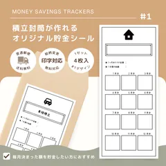 【#1】毎月の積立管理に！｜封筒貯金シール4枚セット｜貼るだけ簡単｜先取り貯金｜袋分け家計簿｜家計管理｜節約｜貯金管理のサムネイル