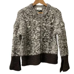 美品 3.1 Phillip Lim 3.1フィリップリム ウール ケーブルニット ジップジャケット サイズXS ブラウン×ホワイト レディース 古着 中古 USEDのサムネイル
