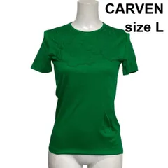 □ カルヴェン CARVEN 半袖カットソー Tシャツ フラワーレース 刺繍 花柄 クルーネック プルオーバー グリーン L 11号 レディース S6F198のサムネイル