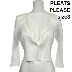 ◇ プリーツプリーズ PLEATS PLEASE ショート丈ジャケット カーディガン 五分袖 プリーツ 変形デザイン シアー 3 L 11号 レディース S6F197のサムネイル