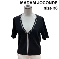 □ マダムジョコンダ MADAM JOCONDE ボレロ 半袖 Vネック ショート丈カーディガン ニット トップス 黒 38 M 9号 レディース Z6C879のサムネイル