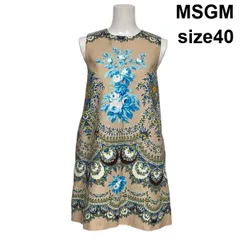 ◇ エムエスジイエム MSGM ミニワンピース フレア ノースリーブ Aライン ペイズリー柄 総柄 ベージュ系 40 M 9号 レディース S6F217のサムネイル