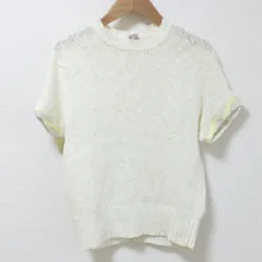 美品 クリーニング済 AGNONA アニオナ ショートスリーブ 半袖 クルーネック サマーニット カットソー セーター 44 アイボリー レディース 古着 中古 USEDのサムネイル