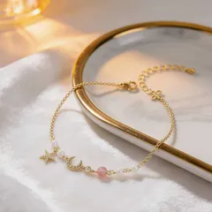 ブレスレット レディース チェーン 星 月 ムーン スター パール ビーズ ハート 揺れる 華奢見え 上品 大人可愛い 韓国風 フェミニン ガーリー 高級感 デート カフェ お出かけ 女子会 誕生日 クリスマス プレゼント ギフト ギフト対応 高級感BOX包装