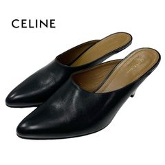 ✨CELINE セリーヌ 黒レザー オープントゥ サンダル フィービー 37