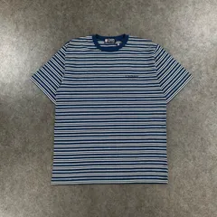デッドストック 90s 00s CHAPS RALPH LAUREN チャップス ラルフローレン Tシャツ クルーネック ボーダー ロゴ刺繍 ネイビー×ホワイト ヴィンテージ ビンテージ メンズ Lのサムネイル