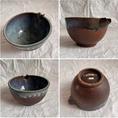 信楽焼‼️水盤水鉢陶板五点展示台一点陶芸作品 6点セット 焼締 釉薬 趣