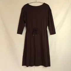 M1-03534 【Women】 フランドル 7-IDConcept.(セブンアイディコンセプト) 七分袖ワンピース (36:S相当) /ブラウン ウエスト紐調整可能  K-春秋のサムネイル