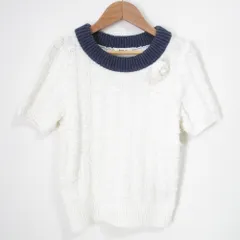 良品 Rene ルネ ショートスリーブ ツイード ニット カットソー 6122300 36サイズ ホワイト レディース 古着 中古 USEDのサムネイル
