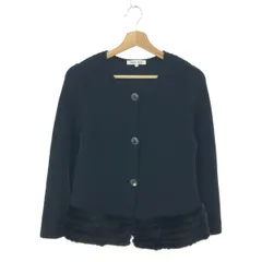 HANAE MORI ハナエモリ カシミヤ100％ ニットジャケット サイズ:38 ミンク使用    ブラック レディース / 240001207296のサムネイル