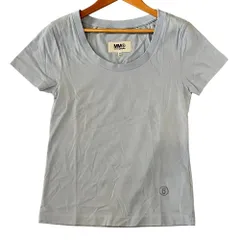 美品 MM6 Maison Margiela エムエムシックス メゾンマルジェラ ロゴ刺繡 ラウンドネック ショートスリーブ Tシャツ S ライトブルー レディース 古着 中古 USEDのサムネイル