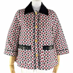 【ドンドン見直し】未使用品◇GUCCI グッチ 609627 ズゥミ コットン100％ インターロッキングGメタルパーツ ホースビットプリント レザーカラー ジャケット マルチ ゴールド/シルバー金具 36 ハンガー付き イタリア製 正規品 レディースのサムネイル