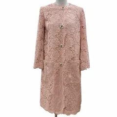 【ドンドン見直し】未使用品◇DOLCE&GABBANA ドルチェ＆ガッバーナ 総レース フラワーボタン 薄手 ノーカラー コート ピンク 36 イタリア製 正規品 レディース   定価594,000円のサムネイル