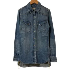 美品 REMI RELIEF レミレリーフ コットン ウエスタンシャツ XSサイズ インディゴブル− レディース 古着 中古 USEDのサムネイル