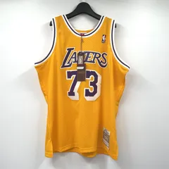 【中古】NBA レイカーズ 73 ユニフォーム サイズXL イエロー/パープル[17]のサムネイル