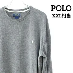 輸入古着 Polo Ralph Lauren ポロ ラルフローレン サーマル ワッフル 長袖 Tシャツ カットソー メンズ XL XXL 相当 グレー 刺繍ロゴのサムネイル