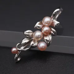 A046 淡水真珠 パール SILVER刻印 ペンダント トップ リーフ ピンク系カラー デザイン シルバー チャーム ヘッド 6月誕生石