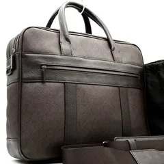 美品 ダンヒル dunhill ウィンザー ビジネスバッグ ブリーフケース 2way ブラウン 茶 PVC レザー 本革 2室 ダブルジップ 斜め掛け ボーナス 夏休み 父の日 ご褒美 旅行 出張 サマーギフト 通勤 夏コーデのサムネイル