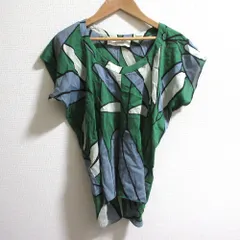 美品 MARNI マルニ コットンシルク プリント ショートスリーブ ブラウス プルオーバー サイズ40 グリーン系 レディース 古着 中古 USEDのサムネイル