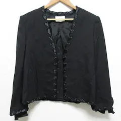 美品 NGEBORG インゲボルグ リボン ノーカラージャケット ブラック レディース 古着 中古 USEDのサムネイル