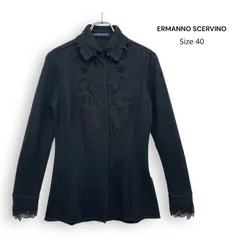 ERMANNO SCERVINO エルマンノ シェルヴィーノ レース 刺繍 シルク カシミヤ 長袖 ブラウス Size40のサムネイル