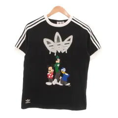アディダスオリジナルス adidas originals ×DISNEY 美品 ミッキーマウス 半袖Tシャツ ロゴ プリント 刺繍 160 黒 ブラック /MGのサムネイル