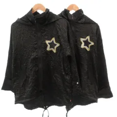 パーソンズ PERSON'S 2点セット まとめて ジップアップパーカー 星 シワ加工 長袖 M LL 黒 ブラック /FFのサムネイル