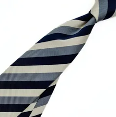 【B品、大特価】【新品未使用】TIE YOUR TIE　タイユアタイネクタイ　モガドール　ネイビー　ストライプのサムネイル