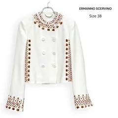 ERMANNO SCERVINO エルマンノ シェルヴィーノ ノーカラー ダブル ジャケット 刺繍  Size38のサムネイル