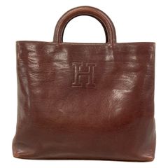 HIROFU Hロゴ レザー トートバッグ ブラウン系 本革 h157 - メルカリ