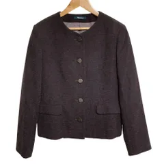美品 Aquascutum アクアスキュータム ノーカラージャケット 8 ブラウン レディース 古着 中古 USEDのサムネイル