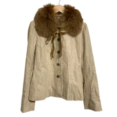 美品 INGEBORG インゲボルグ ブルーフォックスファー ウールジャケット S グレージュ レディース 古着 中古 USEDのサムネイル