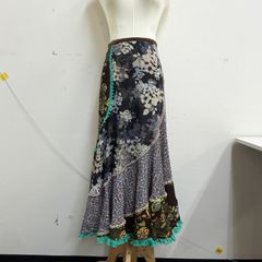 フラメンコファルダ レッスンスカート 100cm丈 ブルー グリーン