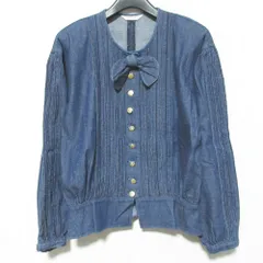 美品 INGEBORG インゲボルグ ピンタックデザイン デニムノーカラージャケット P0201FB13 インディゴ レディース 古着 中古 USEDのサムネイル