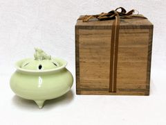 う*ち様 パート・ド・ヴェール 翠彩 香炉 木箱付 ガラス工芸 作家物