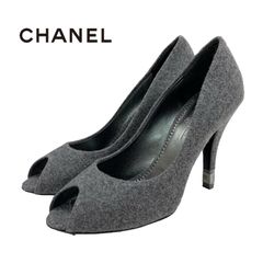 CHANEL ✨極美品 ココマーク オープントゥ パンプス グレー シャネル37