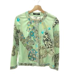 極美品】レオナール✨上質コットン クルーネックトリム 花柄 ジップ