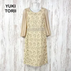 YUKI TORII INTERNATIONAL ユキトリイインターナショナル 花刺繡 総レース シアースリーブ ワンピース ベージュのサムネイル