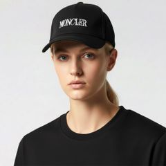MONCLER ベースボールキャップ ブラック - メルカリ