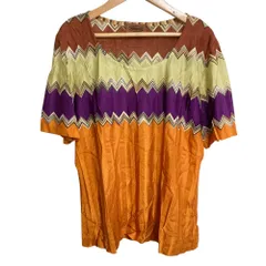 美品 MISSONI ミッソーニ 半袖 シェブロンニットカットソー 46 オレンジ レディース 古着 中古 USEDのサムネイル