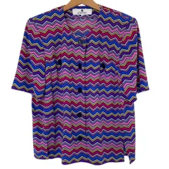 良品 GIVENCHY ジバンシィ ラピーヌ シェブロン ボーダー ショートスリーブ シャツジャケット 42 パープル系 レディース 古着 中古 USEDのサムネイル