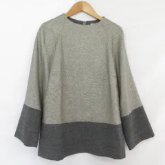 美品 MARELLA マレーラ バイカラー 長袖 プルオーバー ブラウス サイズ42 ラメシルバー グレー レディース 古着 中古 USEDのサムネイル