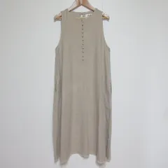 良品 MACHATT マチャット リネンコットン ノースリーブ ロングワンピース サイズF グレージュ レディース 古着 中古 USEDのサムネイル